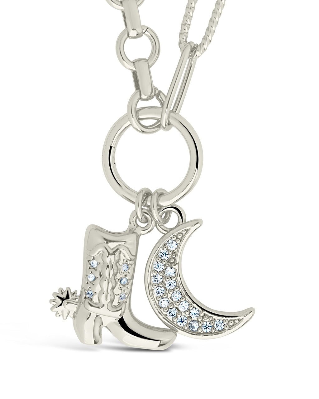 Kelsea CZ Boot & Moon Pendant Charm Necklace - Sterling Forever