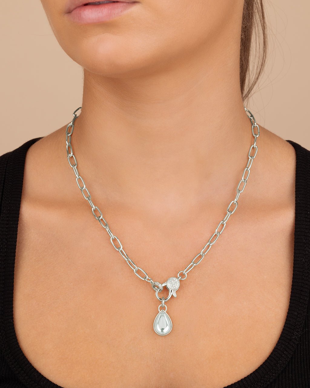 Tay Moonstone Charm & Chain Necklace - Sterling Forever