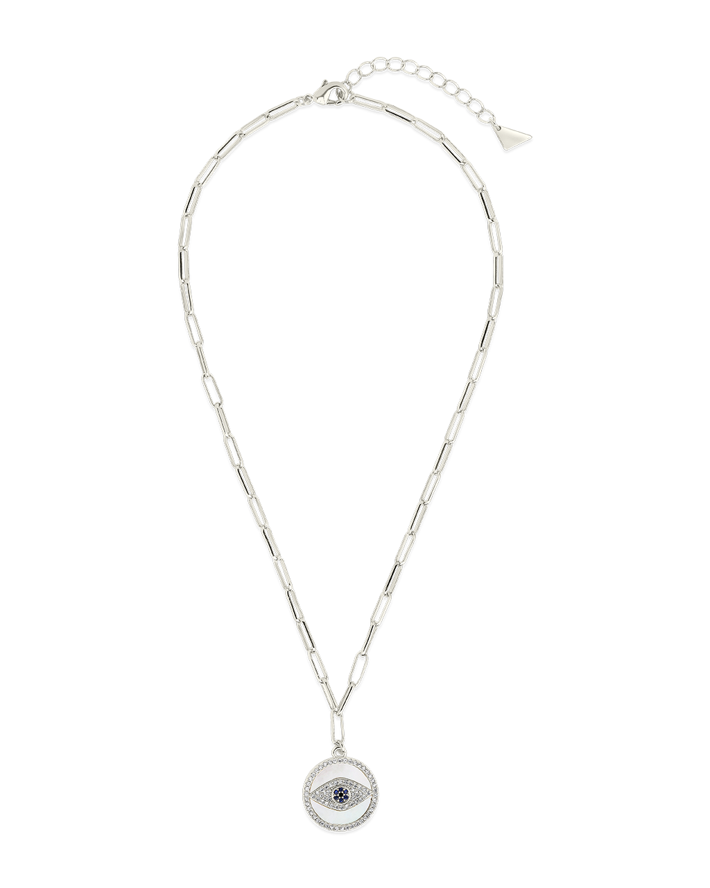 CZ & Mother of Pearl Evil Eye Pendant Necklace
