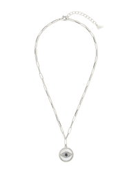CZ & Mother of Pearl Evil Eye Pendant Necklace - Sterling Forever