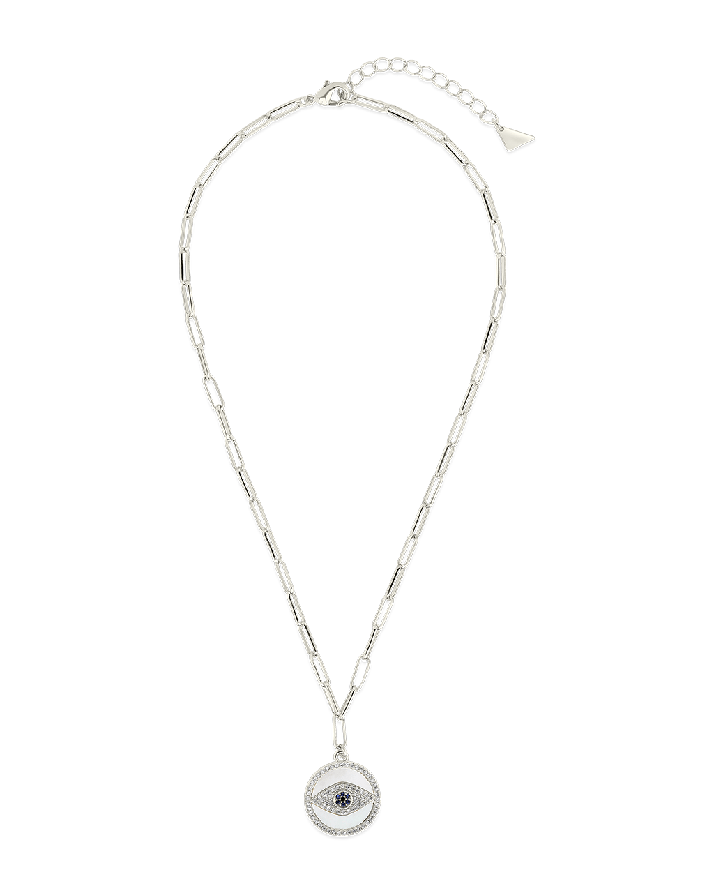 CZ & Mother of Pearl Evil Eye Pendant Necklace - Sterling Forever