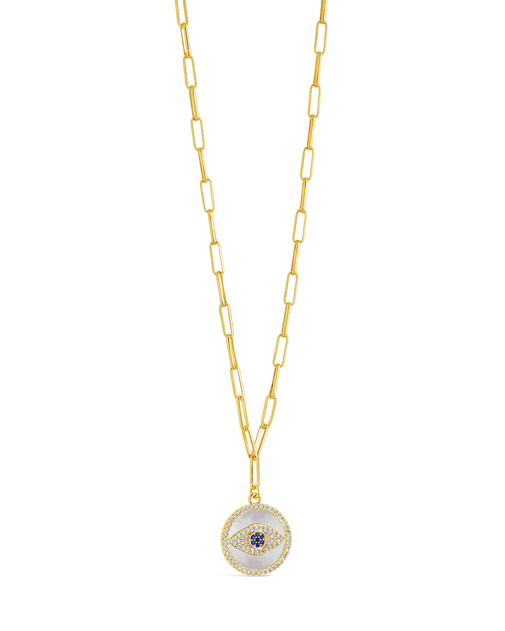 CZ & Mother of Pearl Evil Eye Pendant Necklace - Sterling Forever