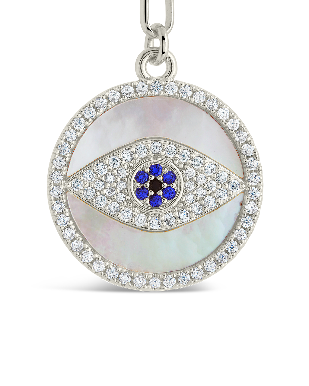 CZ & Mother of Pearl Evil Eye Pendant Necklace