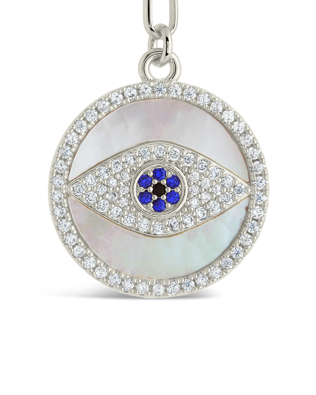 CZ & Mother of Pearl Evil Eye Pendant Necklace - Sterling Forever