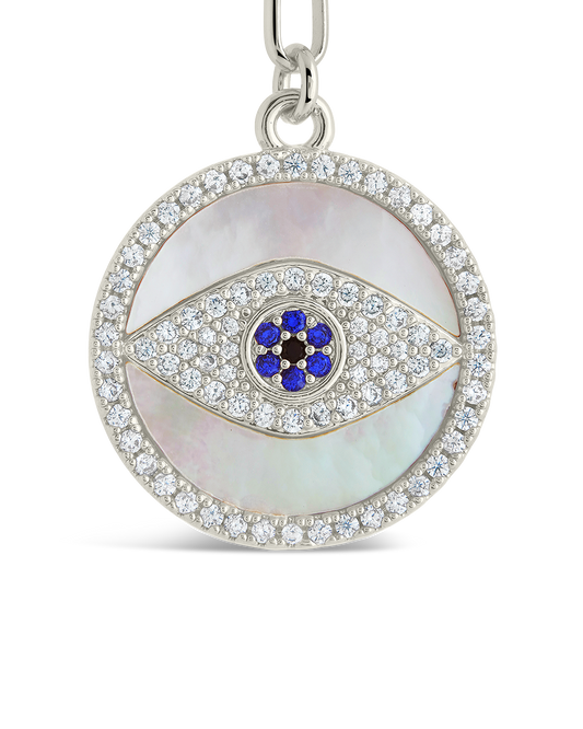 CZ & Mother of Pearl Evil Eye Pendant Necklace