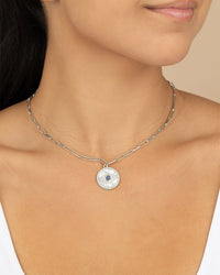 CZ & Mother of Pearl Evil Eye Pendant Necklace - Sterling Forever