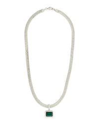 Calder CZ & Herringbone Pendant Necklace - Sterling Forever