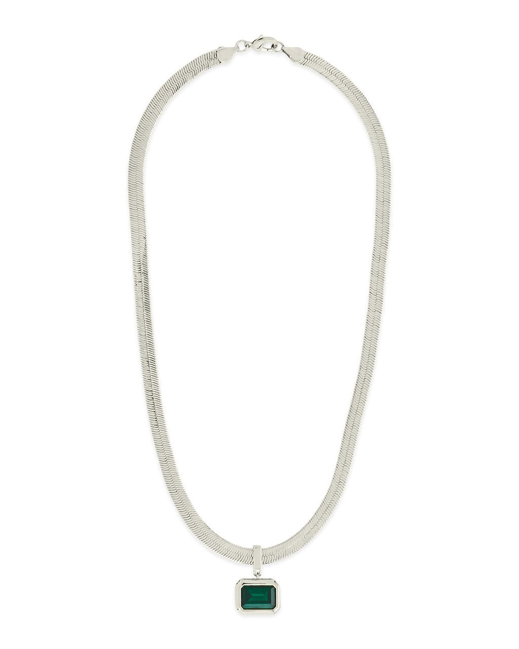 Calder CZ & Herringbone Pendant Necklace - Sterling Forever