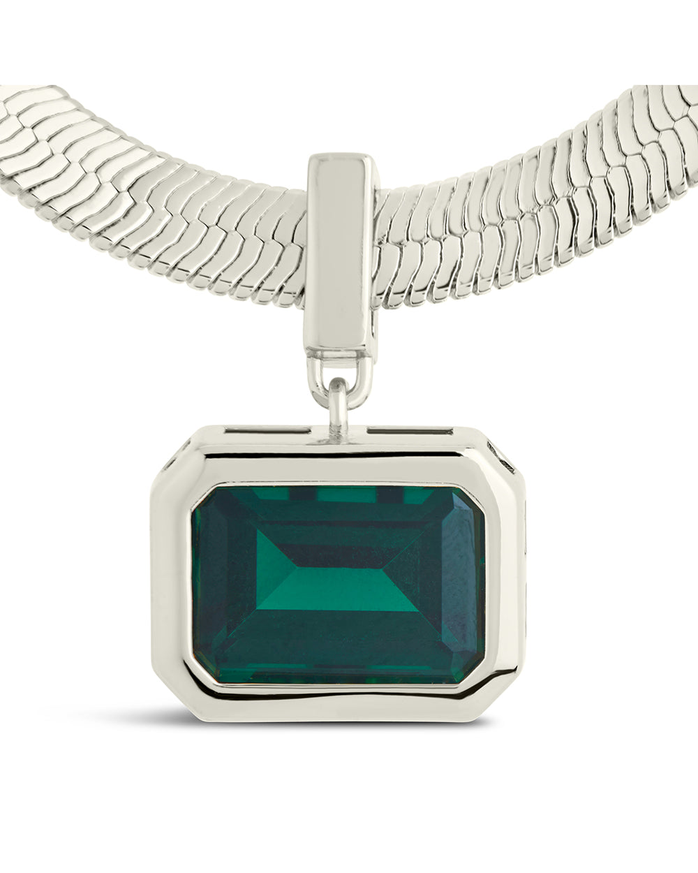 Calder CZ & Herringbone Pendant Necklace