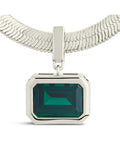 Calder CZ & Herringbone Pendant Necklace - Sterling Forever