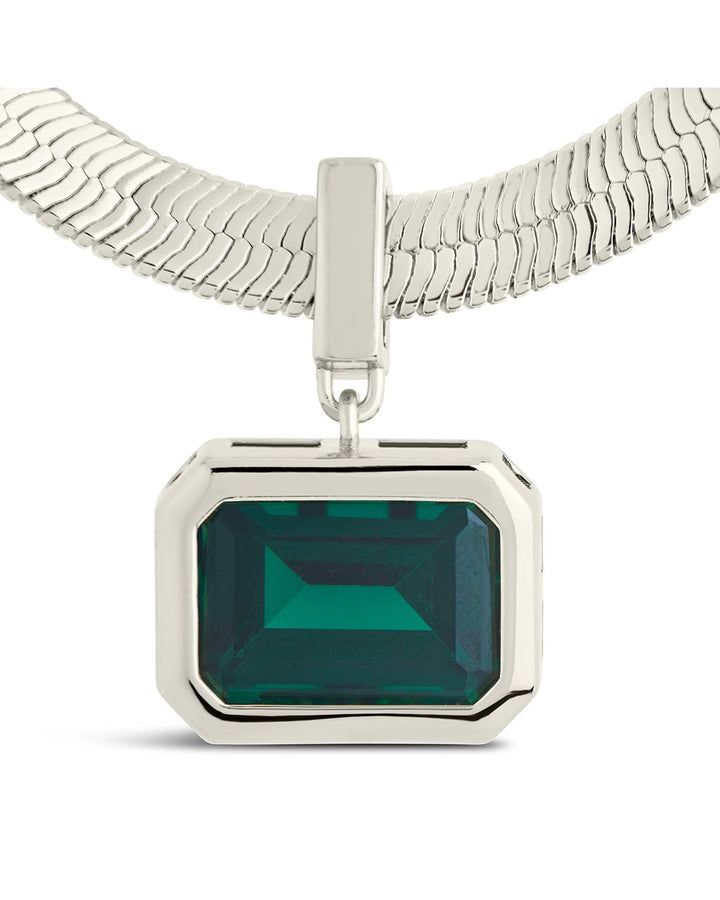 Calder CZ & Herringbone Pendant Necklace