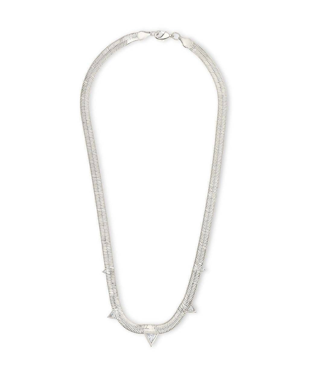 Brecken Stationed CZ Herringbone Necklace - Sterling Forever