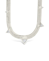 Brecken Stationed CZ Herringbone Necklace - Sterling Forever