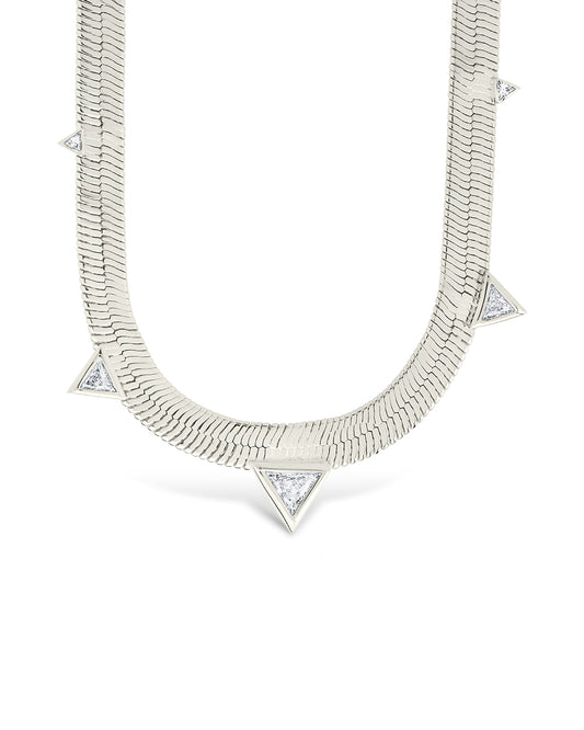 Brecken Stationed CZ Herringbone Necklace