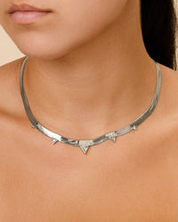 Brecken Stationed CZ Herringbone Necklace - Sterling Forever