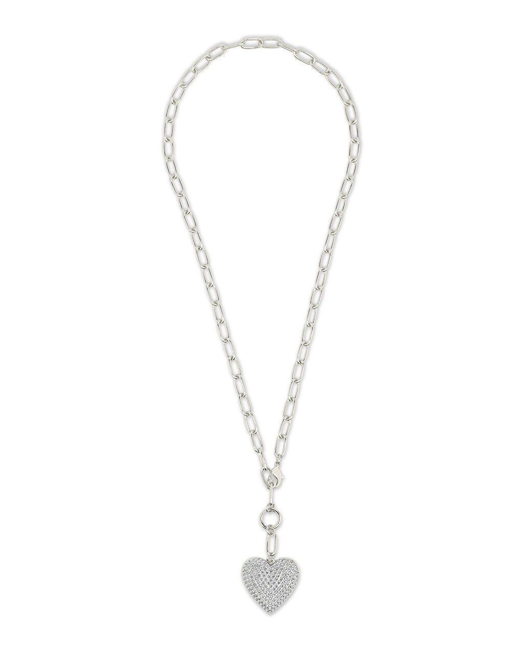 Disco Heart CZ Statement Necklace - Sterling Forever