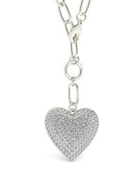 Disco Heart CZ Statement Necklace - Sterling Forever