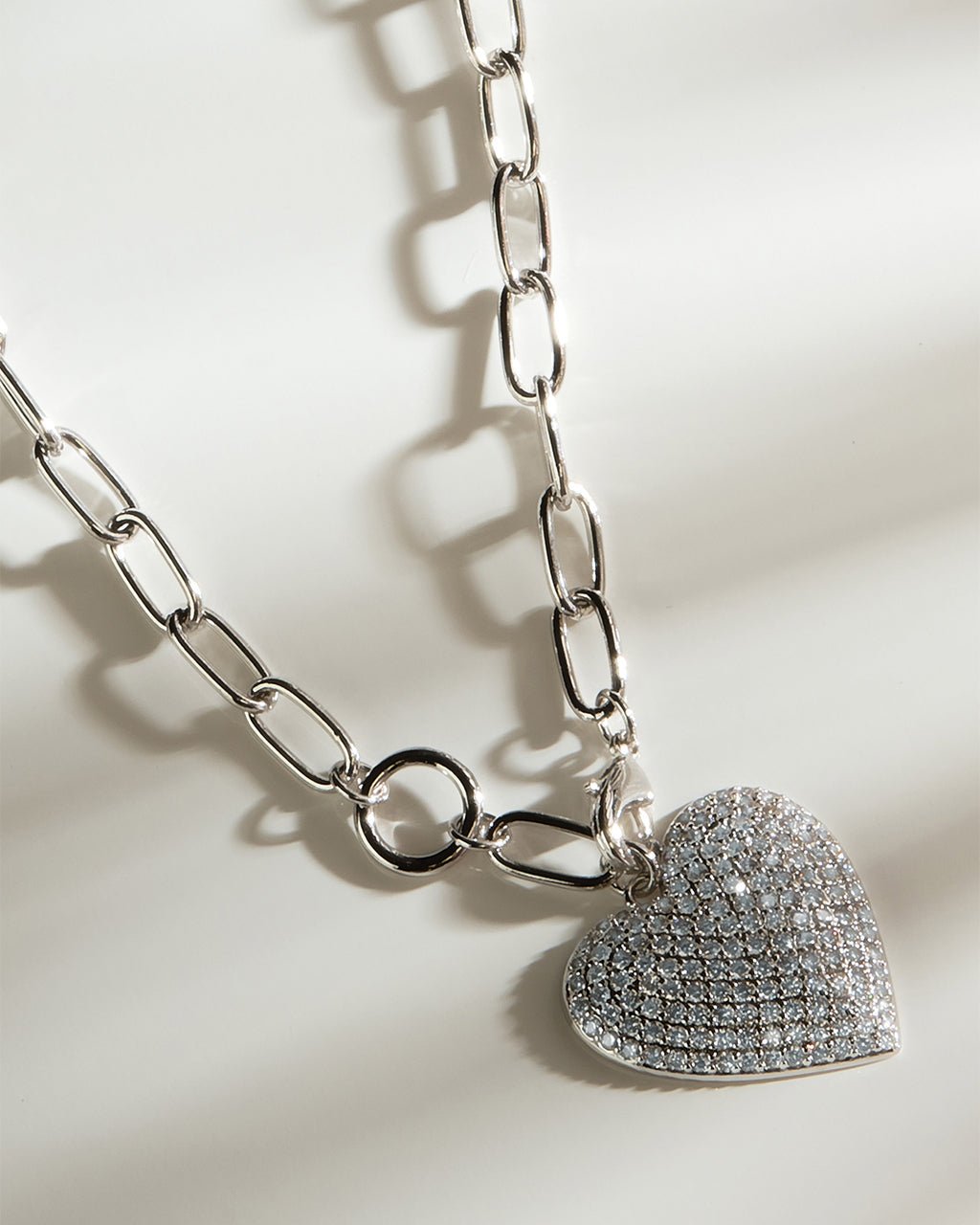 Disco Heart CZ Statement Necklace - Sterling Forever