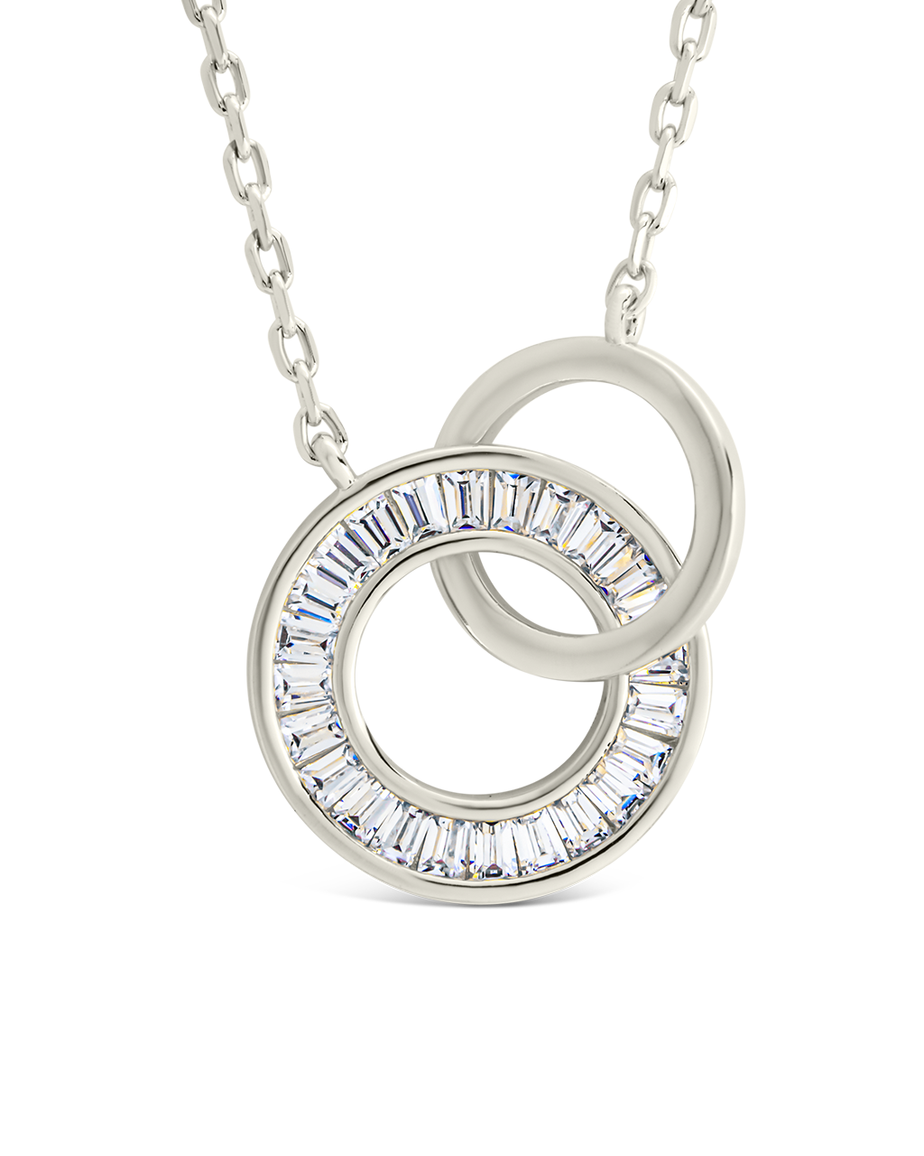Emmeline CZ & Polished Interlocking Circles Pendant