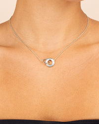 Emmeline CZ & Polished Interlocking Circles Pendant