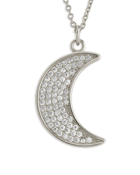 Pave CZ Moon Crescent Pendant - Sterling Forever
