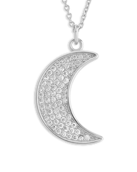 Pave CZ Moon Crescent Pendant