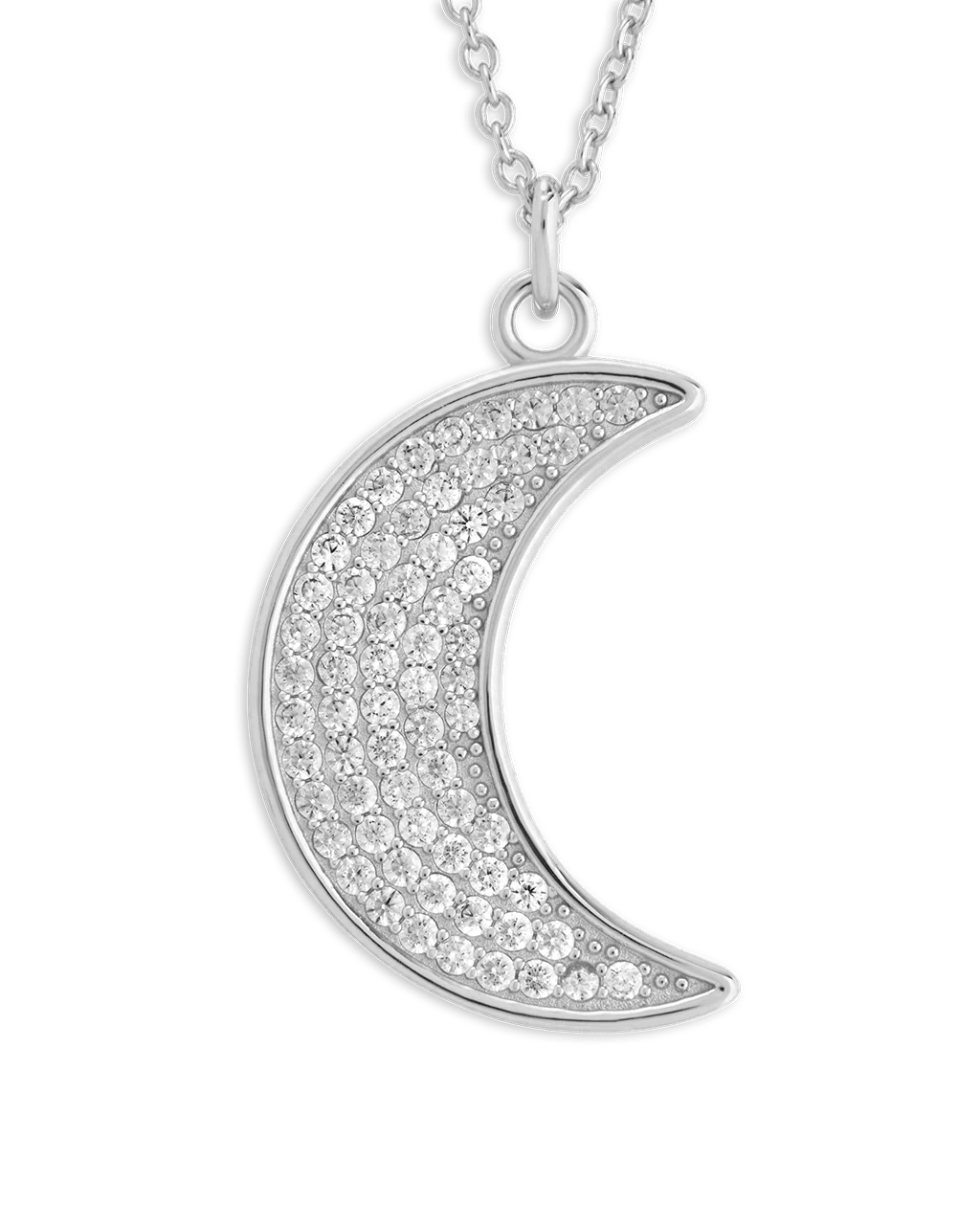 Pave CZ Moon Crescent Pendant