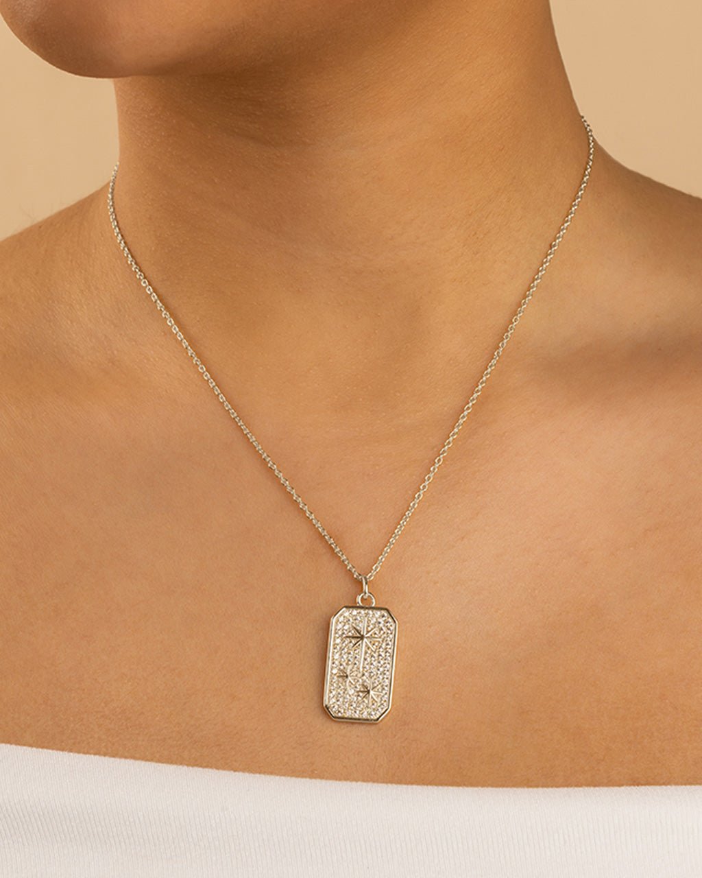 Pave CZ North Star Pendant - Sterling Forever