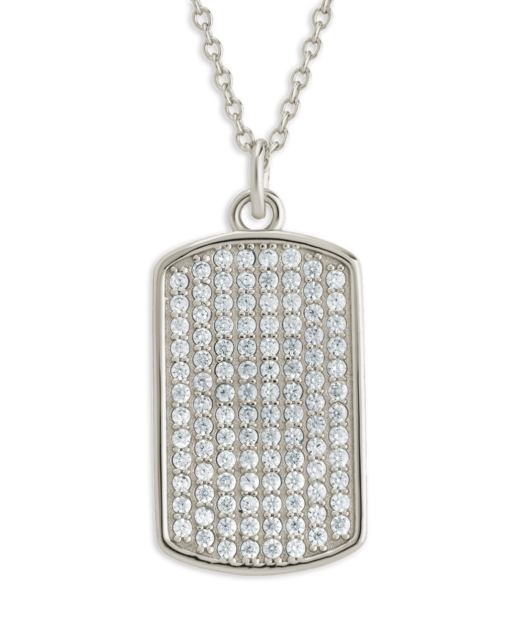 Pave CZ Rounded - edge Rectangle Pendant - Sterling Forever