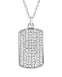 Pave CZ Rounded-edge Rectangle Pendant