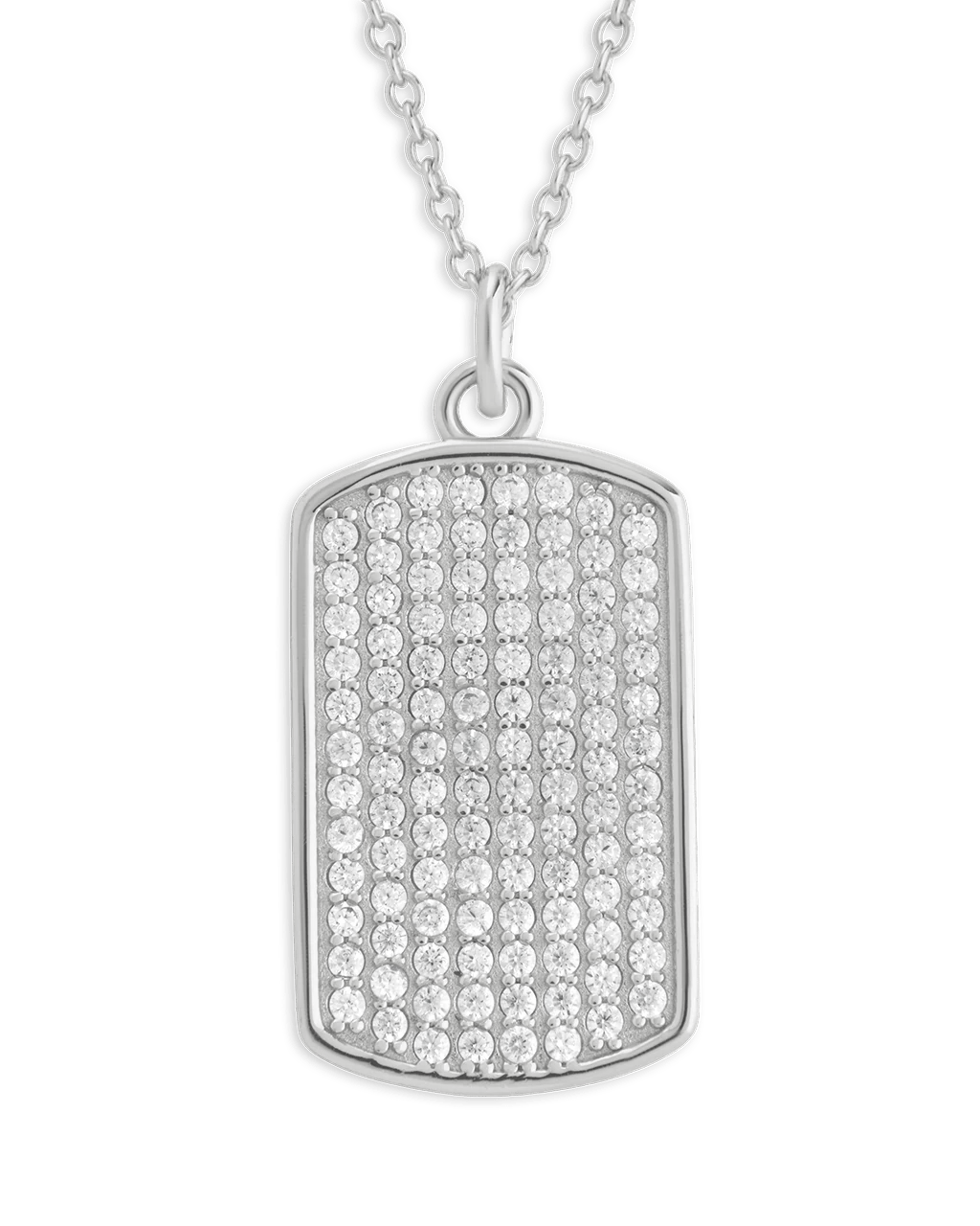 Pave CZ Rounded-edge Rectangle Pendant