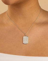 Pave CZ Rounded - edge Rectangle Pendant - Sterling Forever