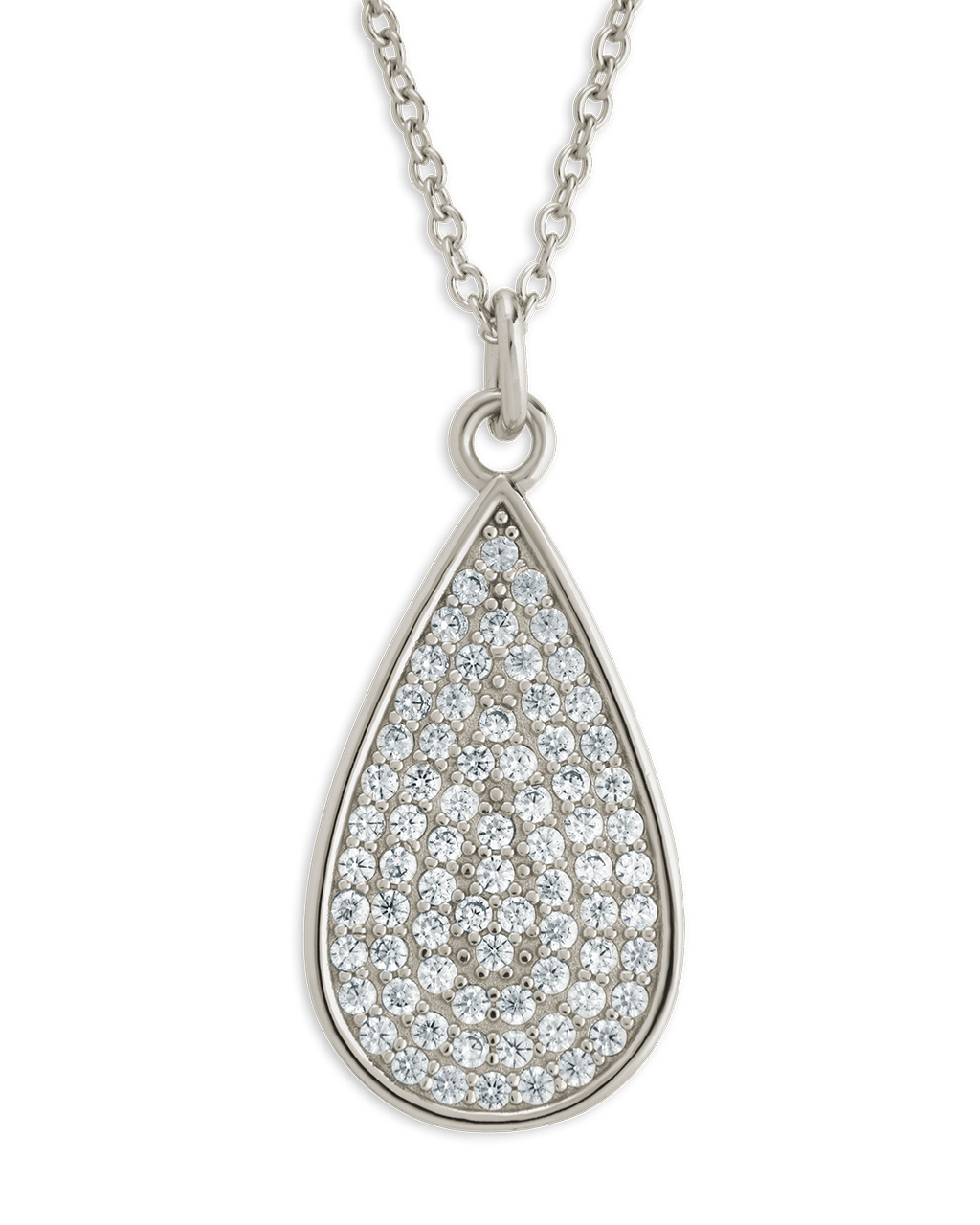 Pave CZ Tear Drop Pendant - Sterling Forever