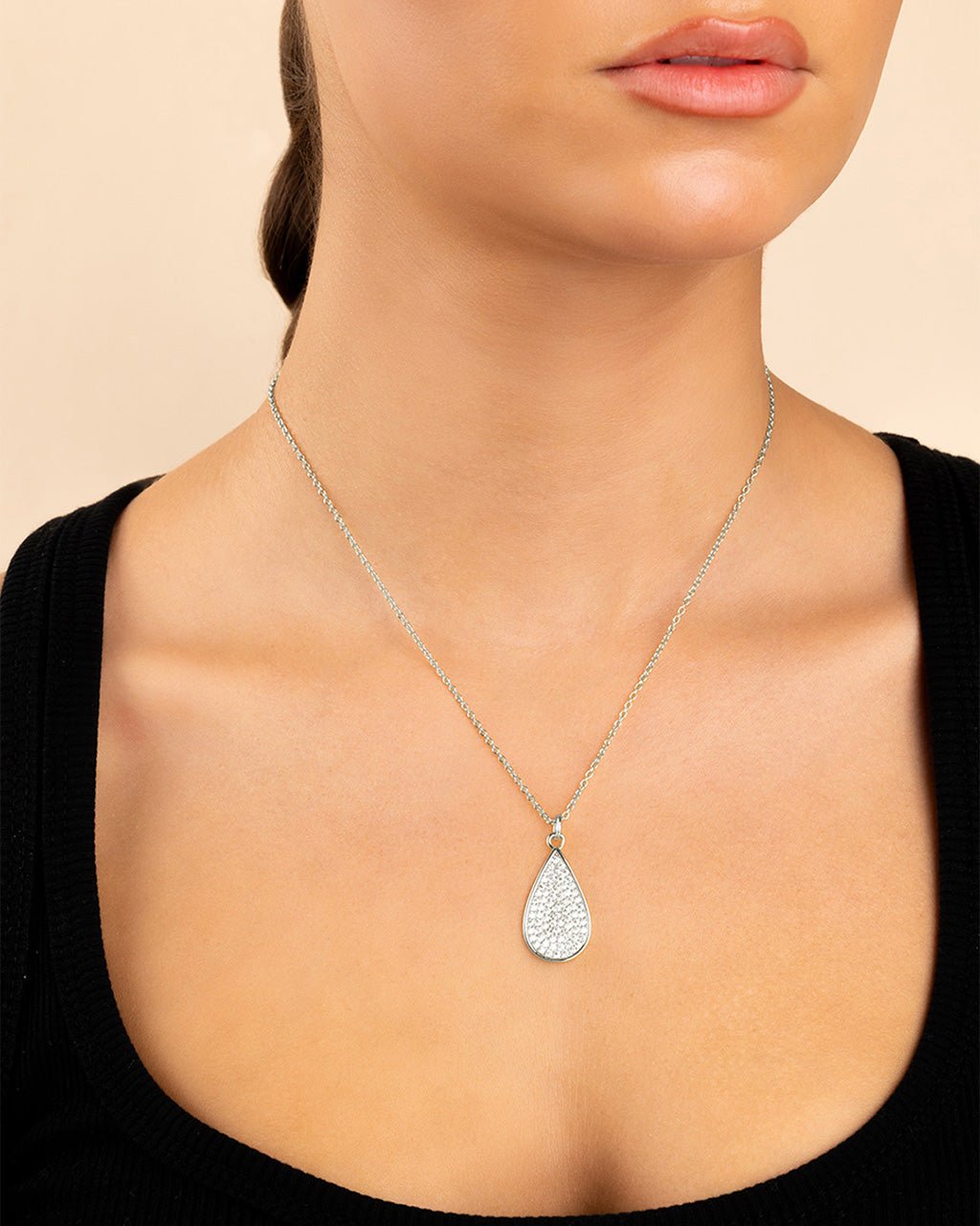 Pave CZ Tear Drop Pendant - Sterling Forever