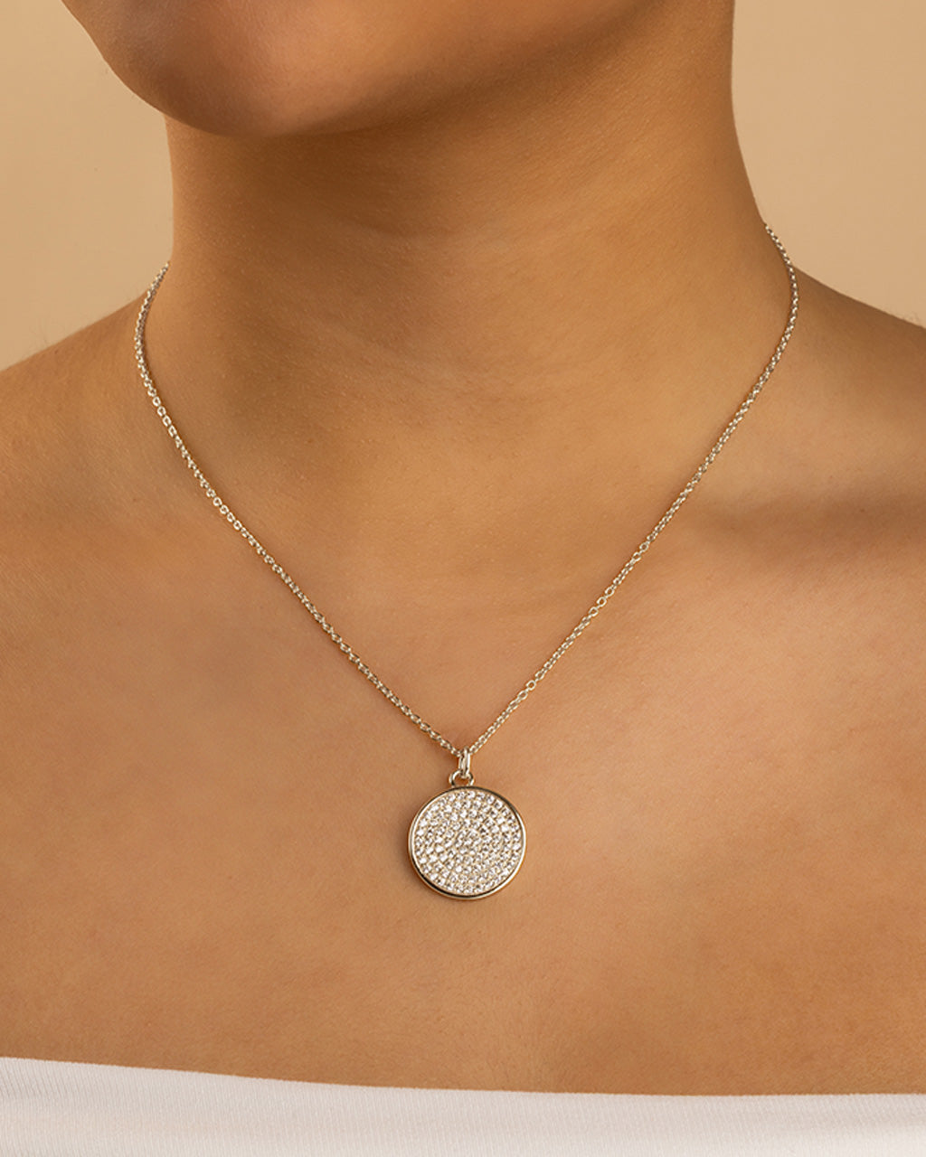 Pave CZ Circle Pendant