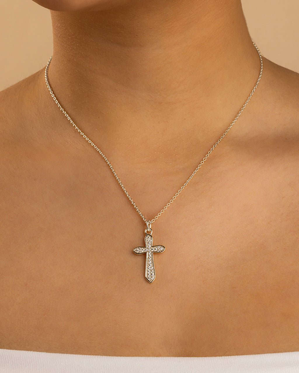 Pave CZ Cross Pendant - Sterling Forever