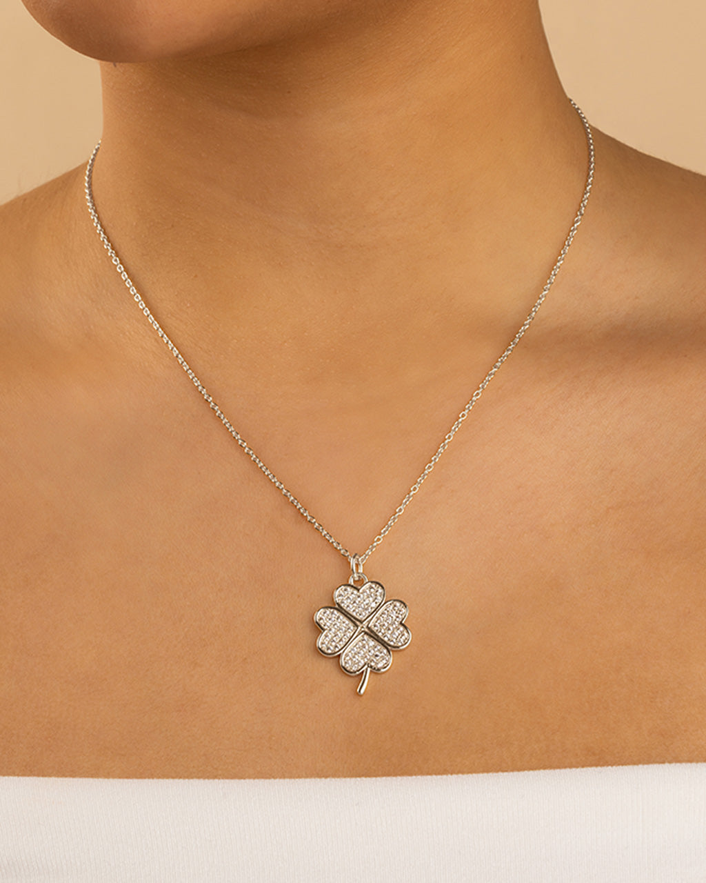 Pave CZ Shamrock Pendant