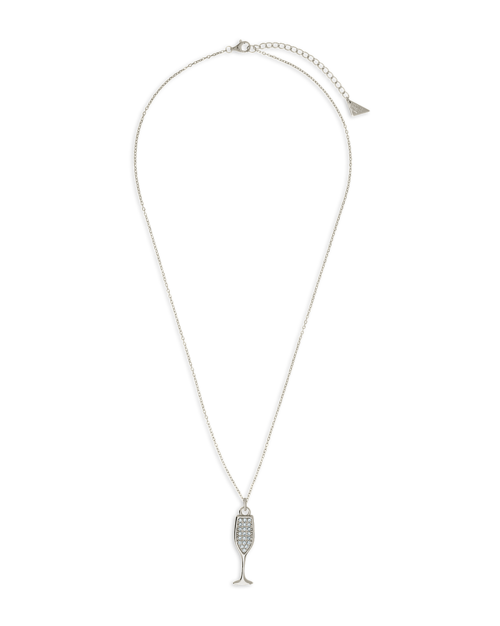 Pave CZ Champange Flute Pendant - Sterling Forever