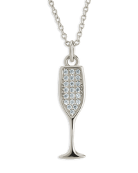 Pave CZ Champange Flute Pendant - Sterling Forever