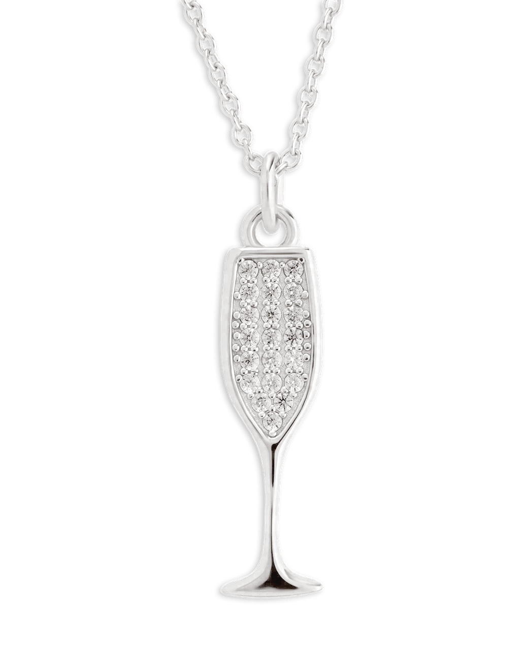 Pave CZ Champagne Flute Pendant