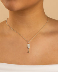Pave CZ Champange Flute Pendant - Sterling Forever