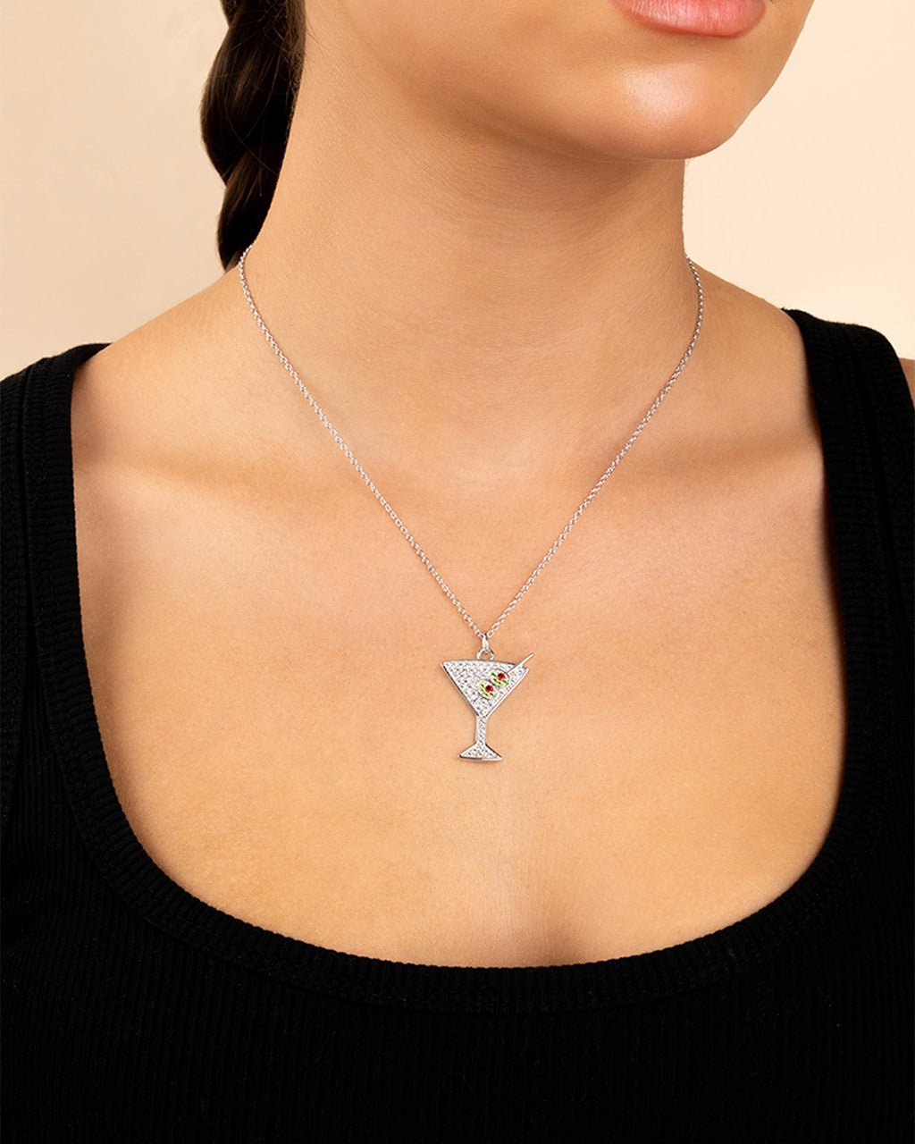 Pave CZ Dirty Martini Pendant - Sterling Forever