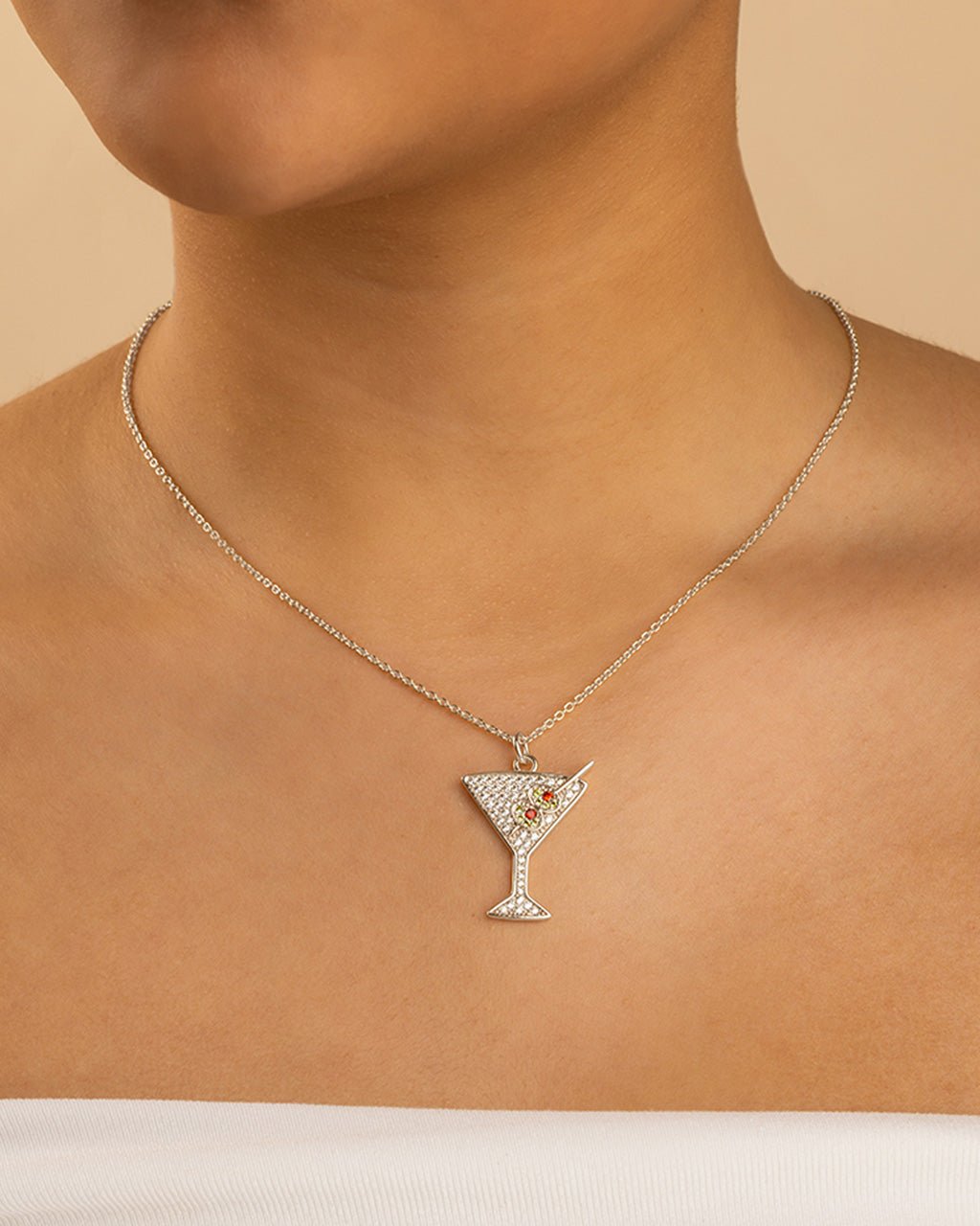 Pave CZ Dirty Martini Pendant - Sterling Forever