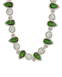 Emerald Pear & Round Cut Bezel CZ Tennis Necklace - Sterling Forever