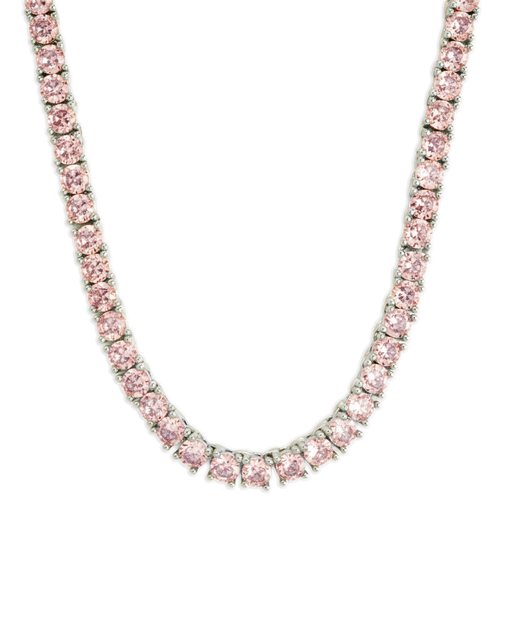 Lila Pink CZ Tennis Necklace