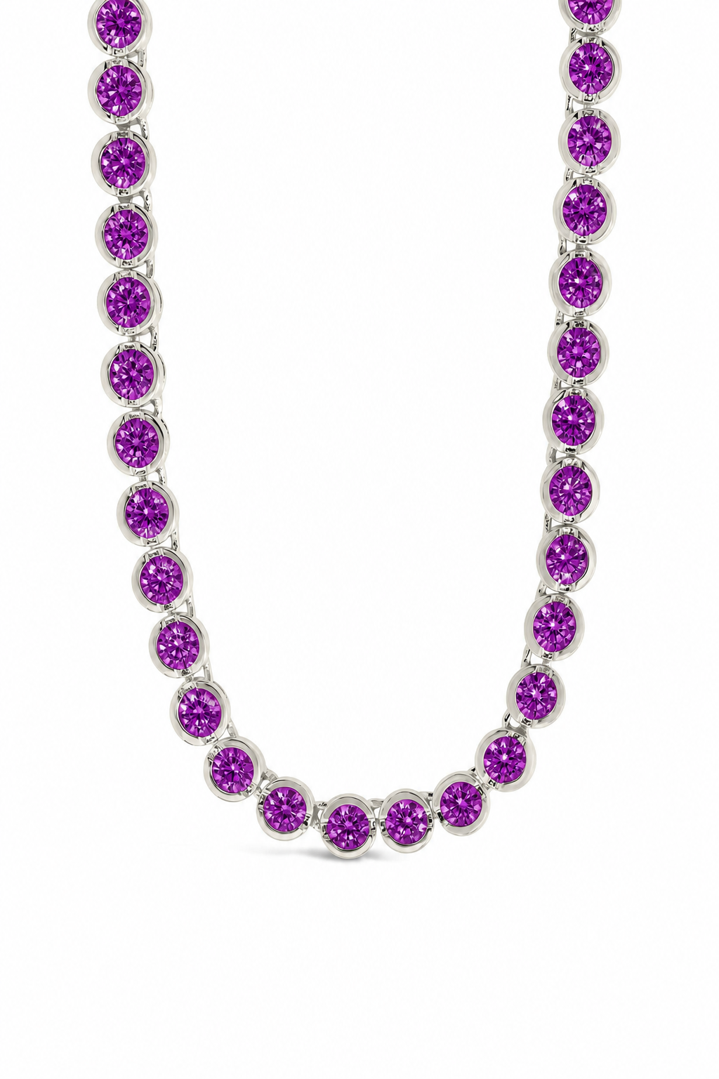 Helene Bezel Amethyst CZ Tennis Necklace