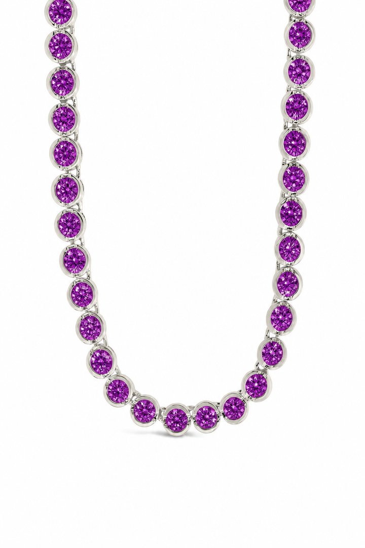 Helene Bezel Amethyst CZ Tennis Necklace