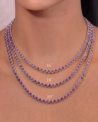 Helene Bezel Amethyst CZ Tennis Necklace