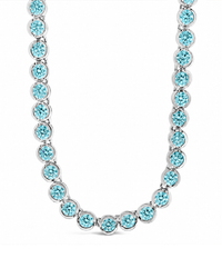 Helene Bezel Aquamarine CZ Tennis Necklace