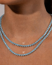 Helene Bezel Aquamarine CZ Tennis Necklace